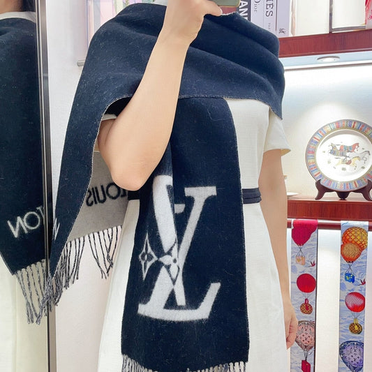 SMASH SCARF 210 CM IN BLACK WOOL 390965 mysite