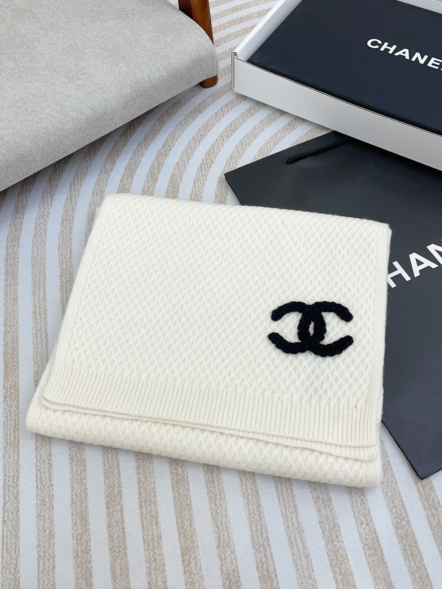 SCARF 190 CM IN WHITE CASHMERE 393183 mysite