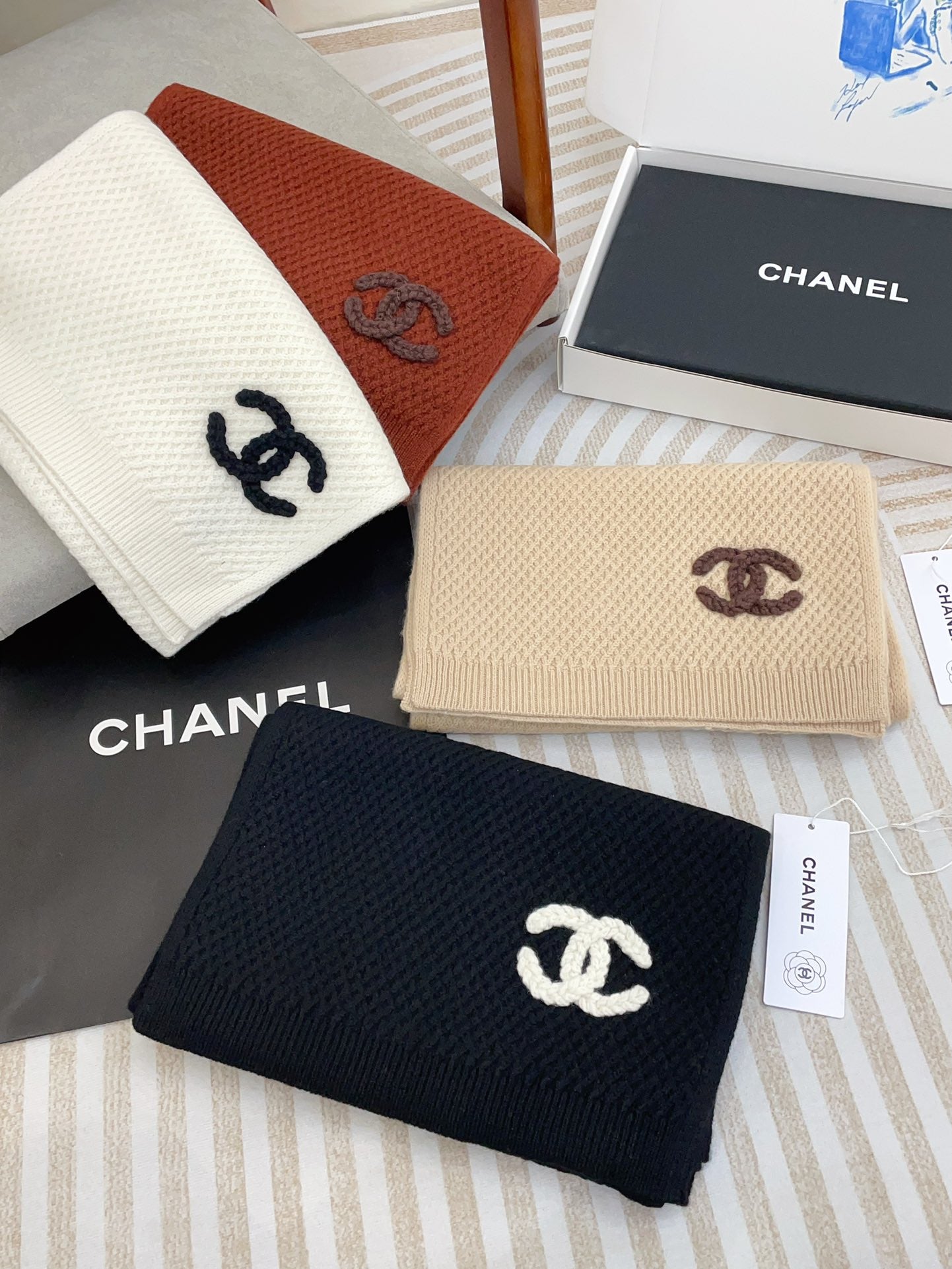 SCARF 190 CM IN WHITE CASHMERE 393183 mysite