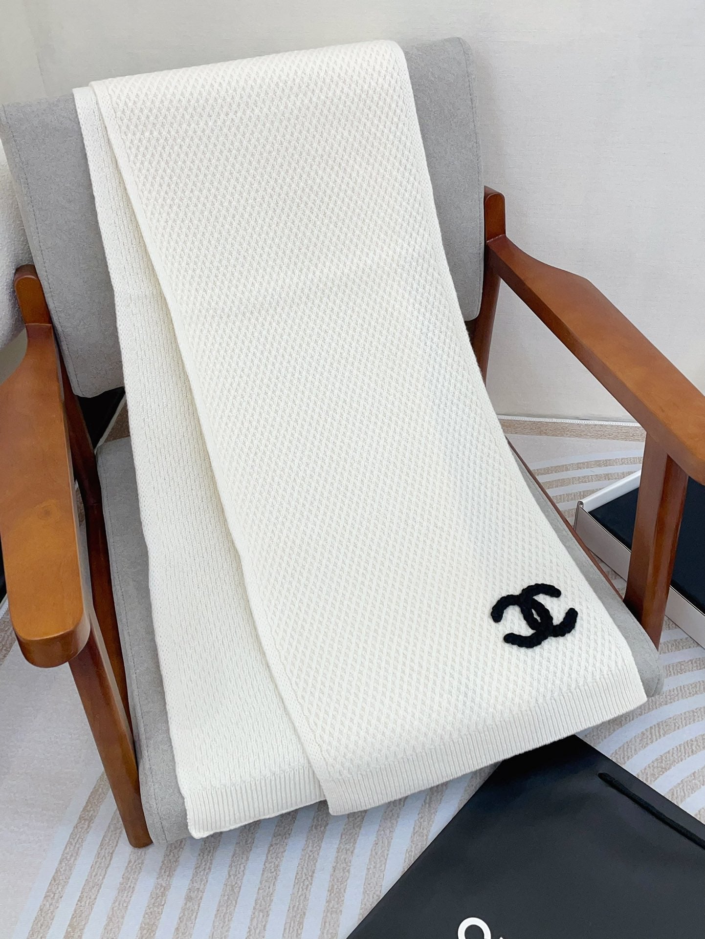 SCARF 190 CM IN WHITE CASHMERE 393183 mysite