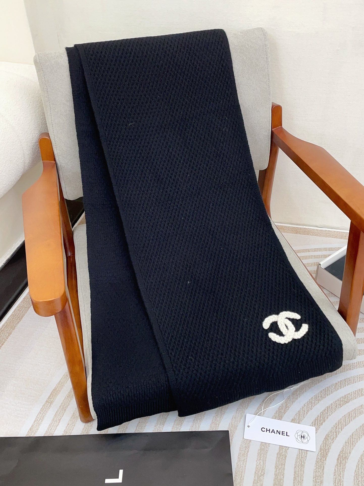 SCARF 190 CM IN BLACK CASHMERE 393184 mysite