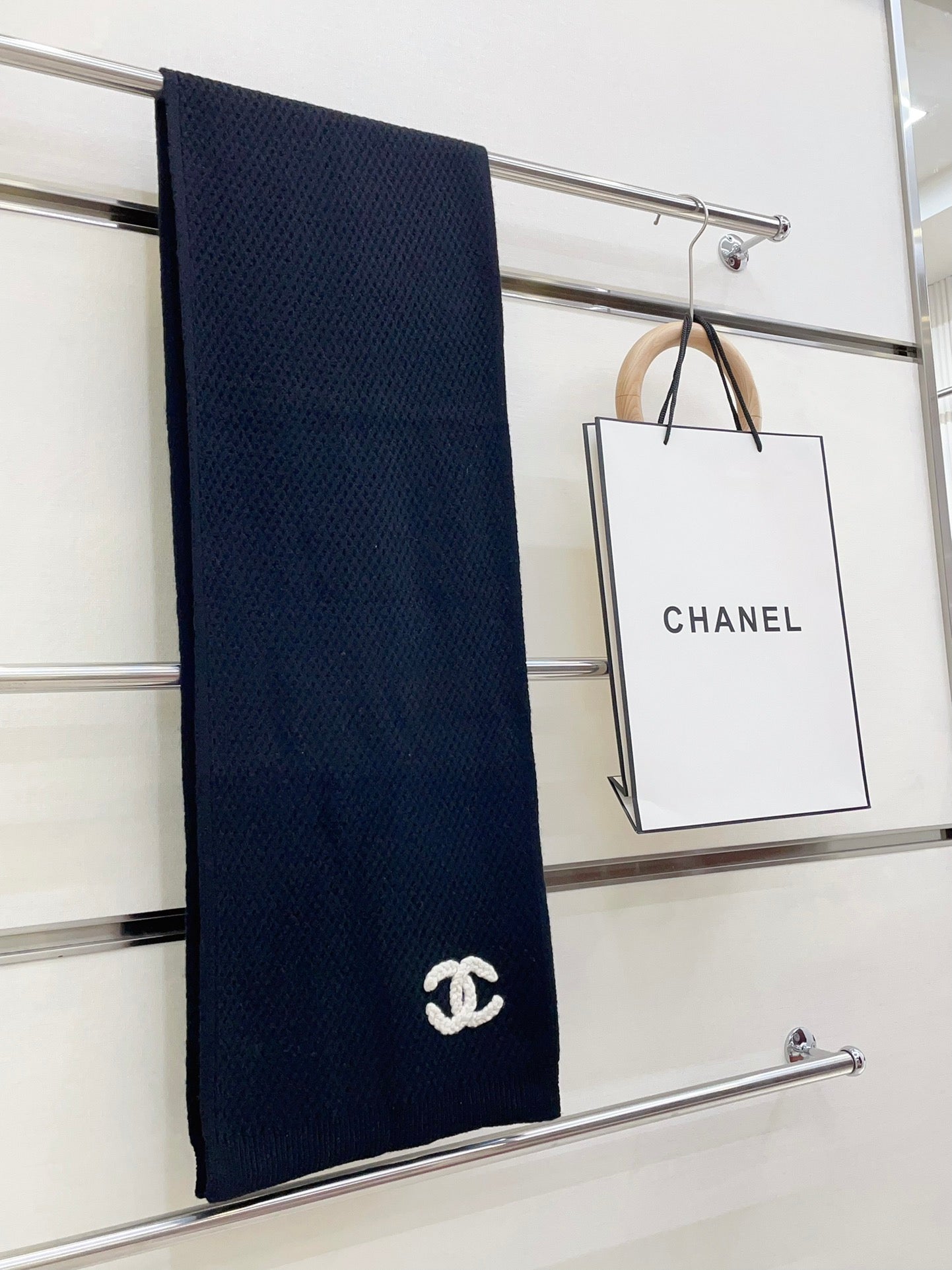 SCARF 190 CM IN BLACK CASHMERE 393184 mysite