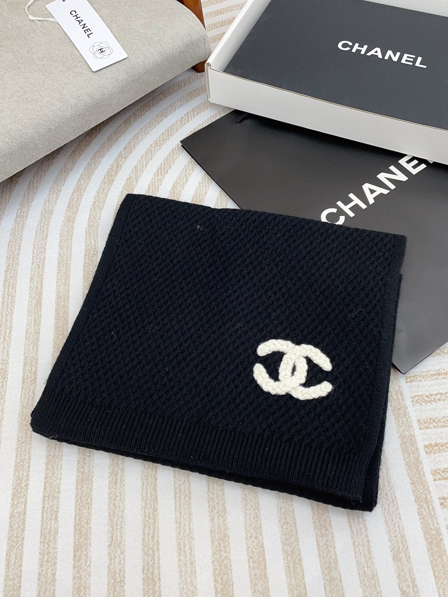 SCARF 190 CM IN BLACK CASHMERE 393184 mysite