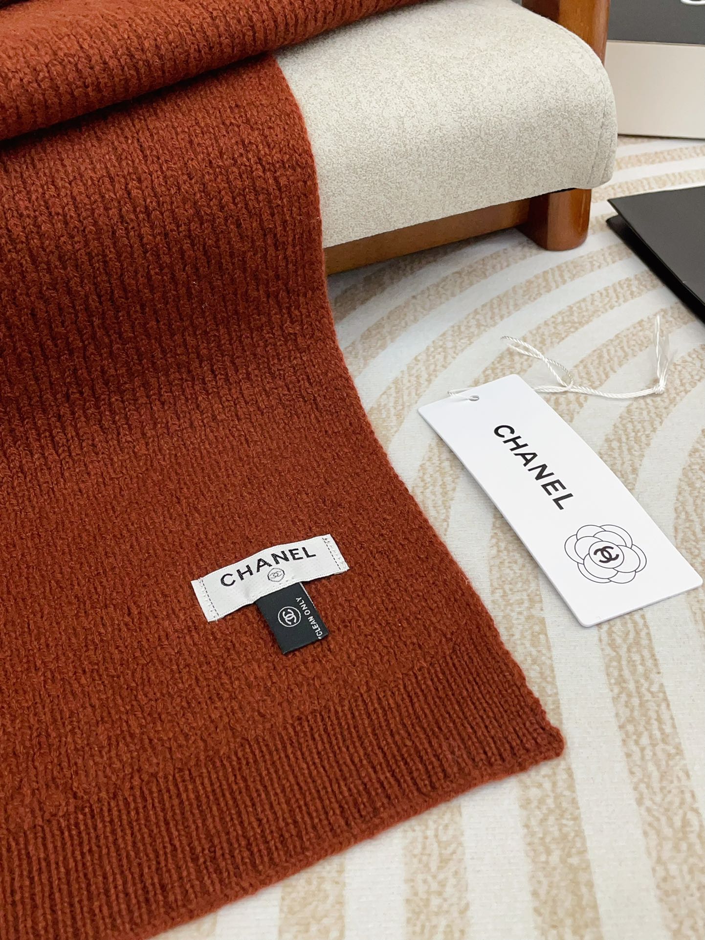 SCARF 190 CM IN RED BROWN CASHMERE 393186 mysite