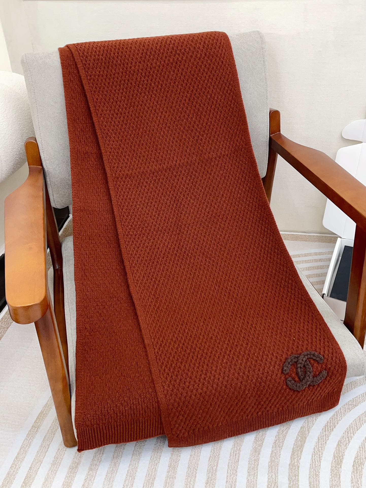 SCARF 190 CM IN RED BROWN CASHMERE 393186 mysite