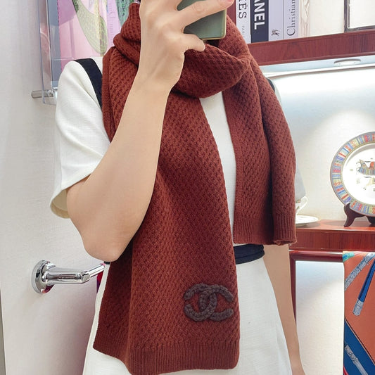 SCARF 190 CM IN RED BROWN CASHMERE 393186 mysite