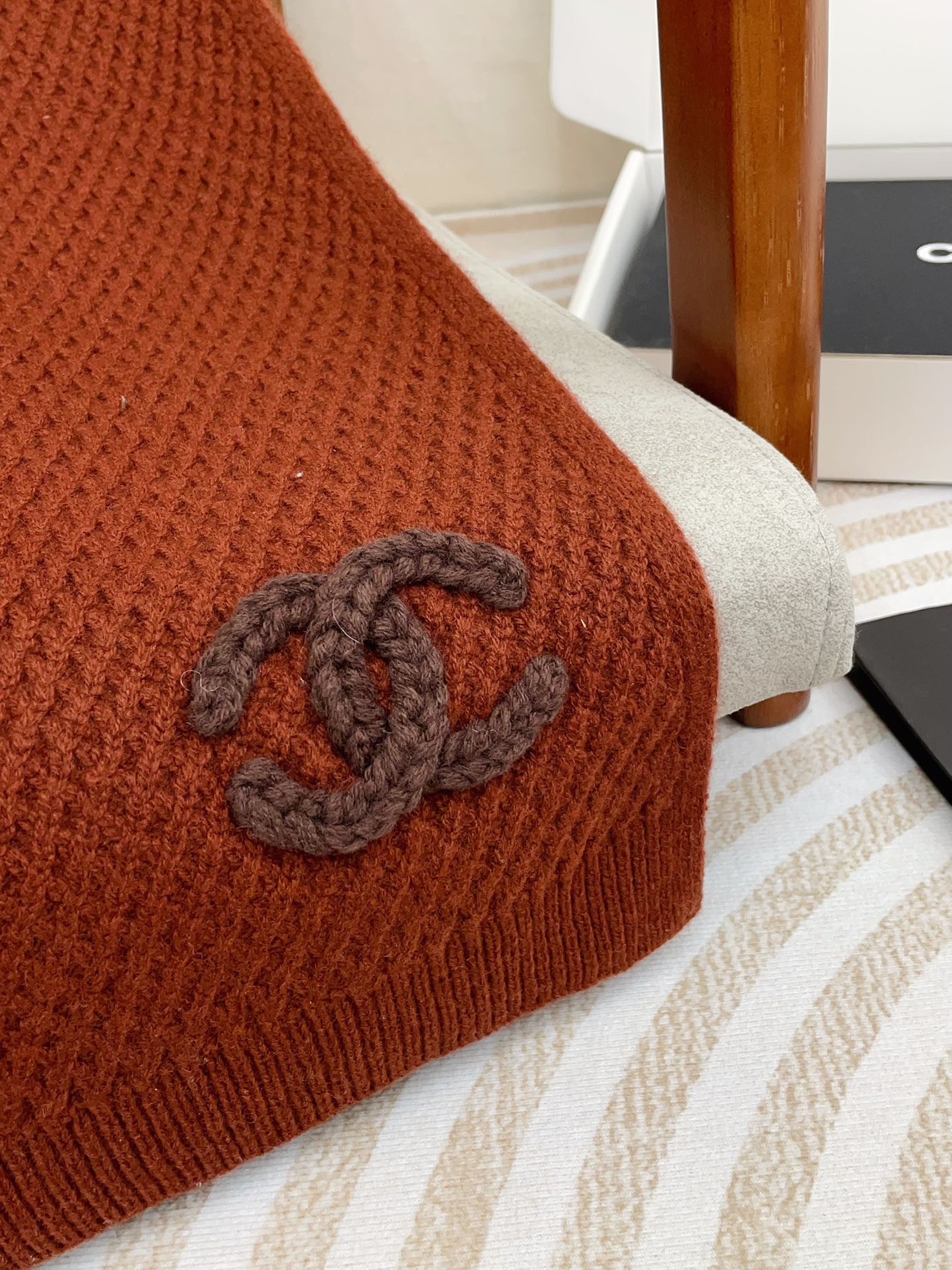 SCARF 190 CM IN RED BROWN CASHMERE 393186 mysite