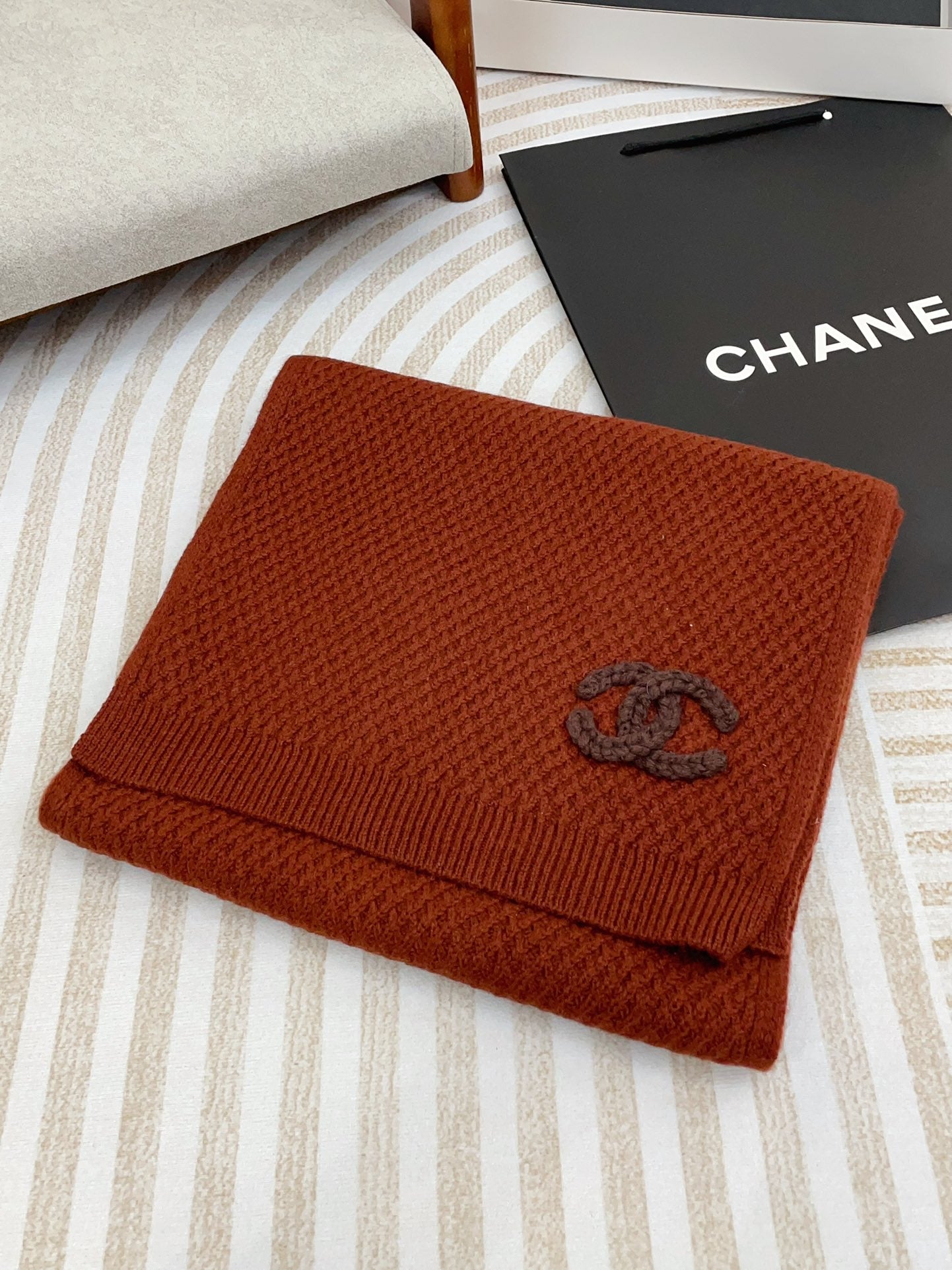 SCARF 190 CM IN RED BROWN CASHMERE 393186 mysite