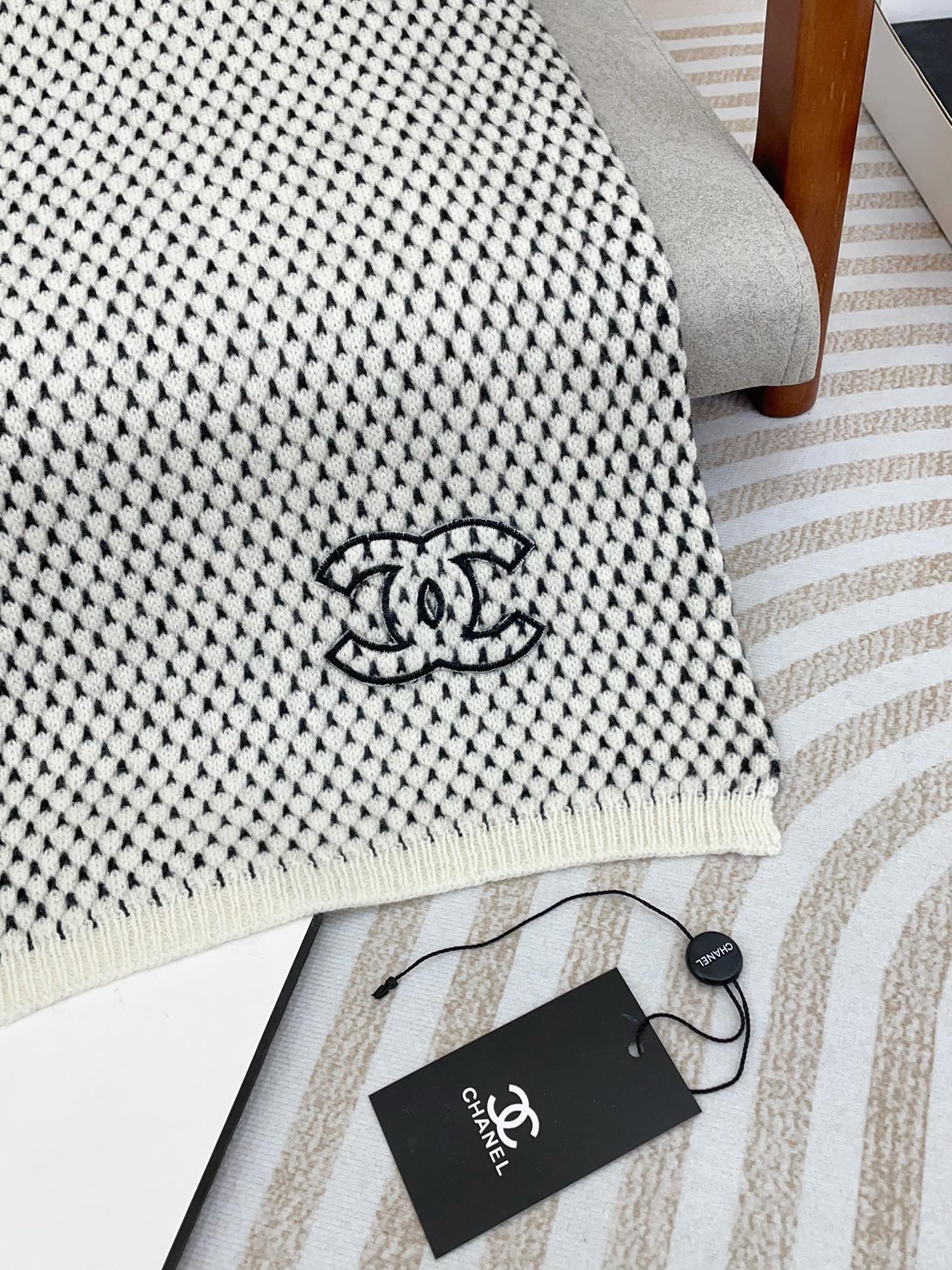 SCARF 180 CM IN WHITE MIX BLACK CASHMERE  394592 mysite