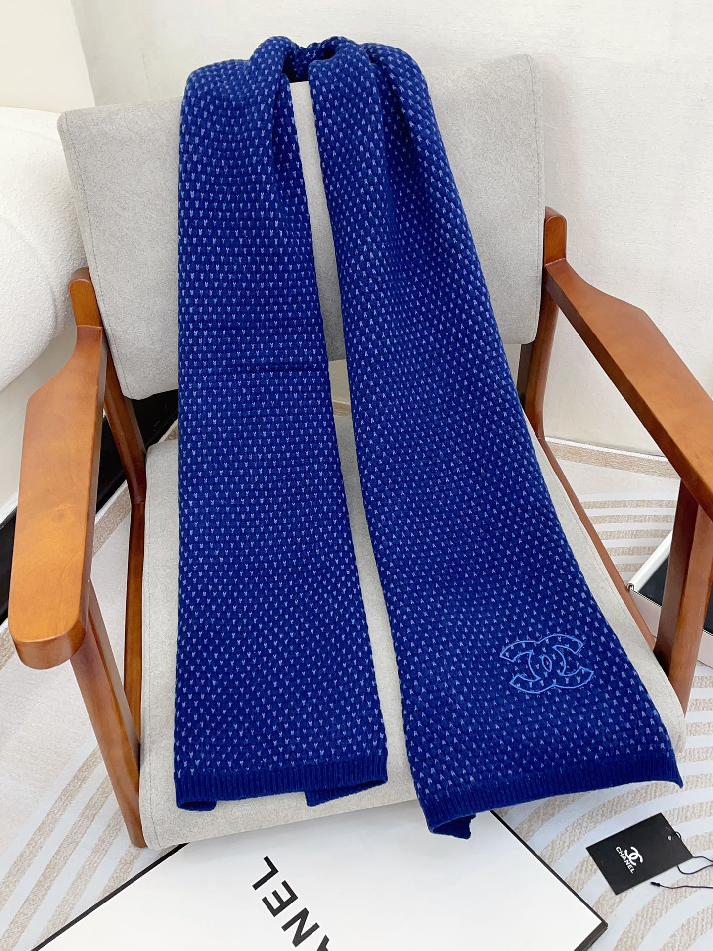 SCARF 180 CM IN AZURE BLUE CASHMERE  394593 mysite