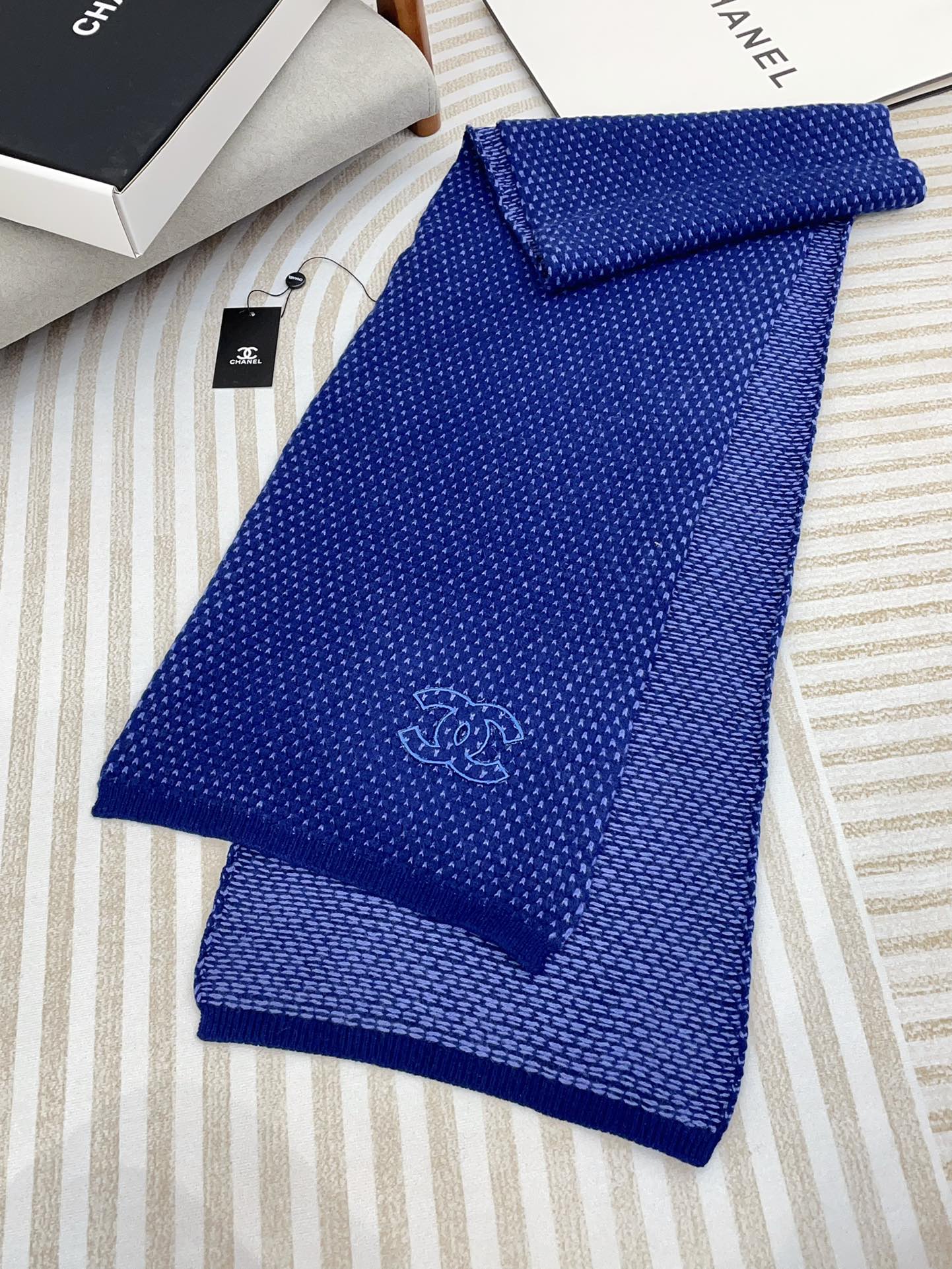 SCARF 180 CM IN AZURE BLUE CASHMERE  394593 mysite