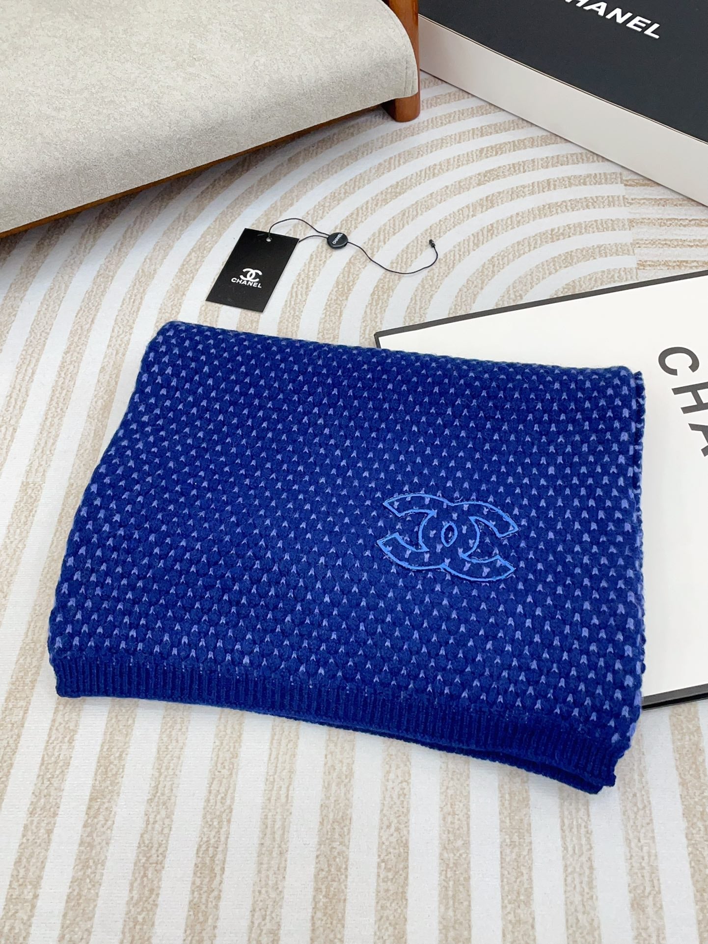 SCARF 180 CM IN AZURE BLUE CASHMERE  394593 mysite