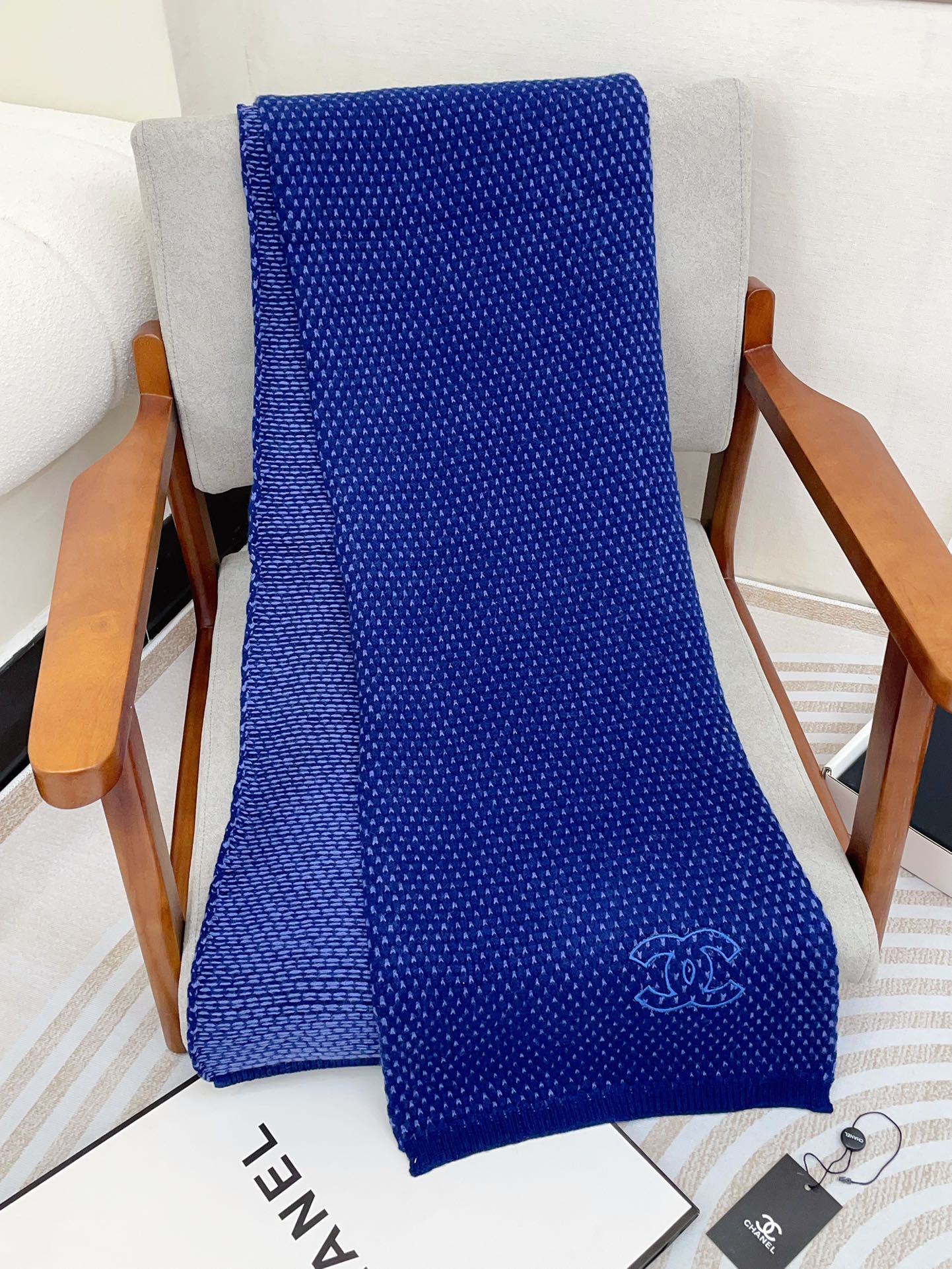 SCARF 180 CM IN AZURE BLUE CASHMERE  394593 mysite