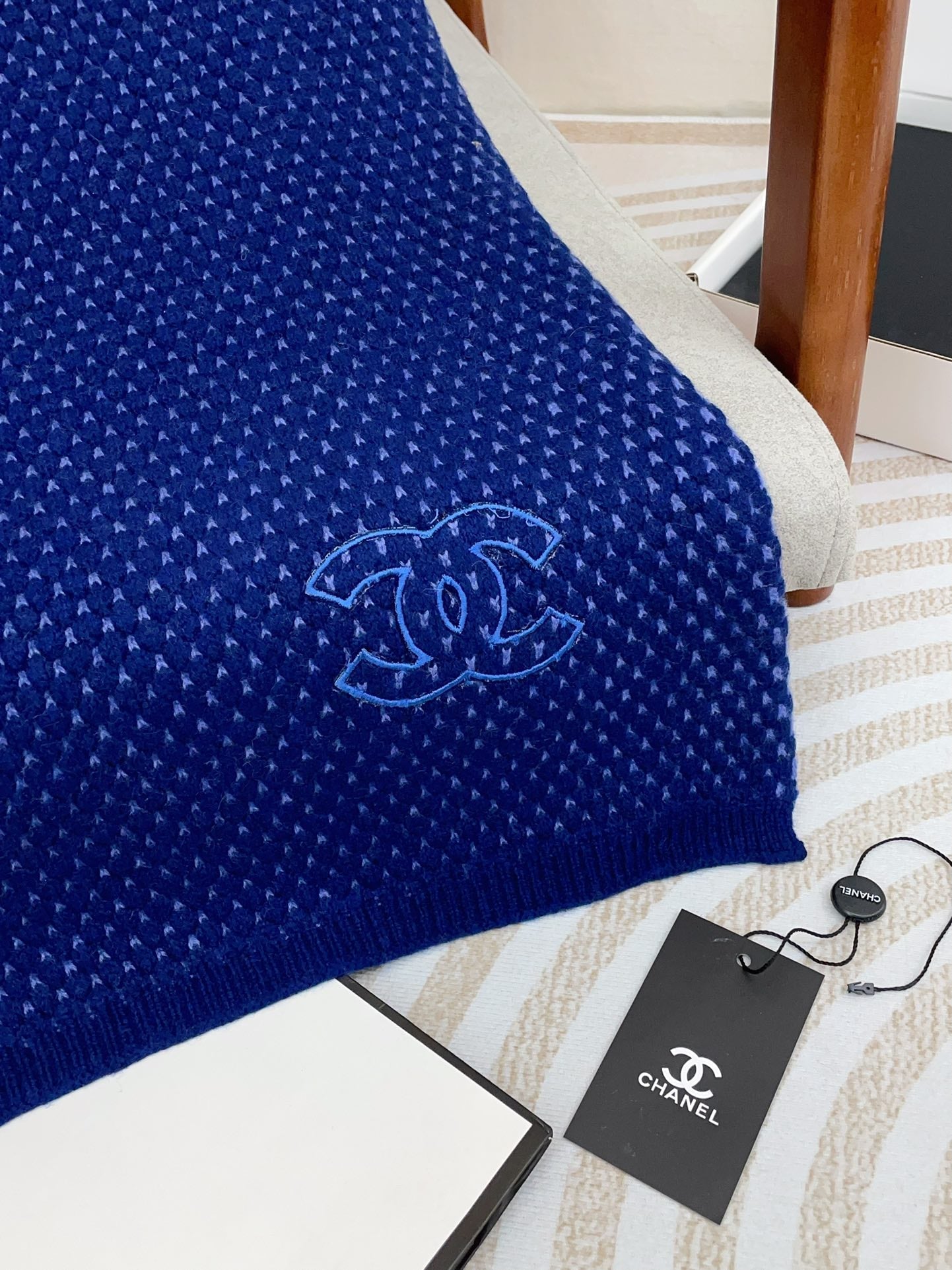 SCARF 180 CM IN AZURE BLUE CASHMERE  394593 mysite