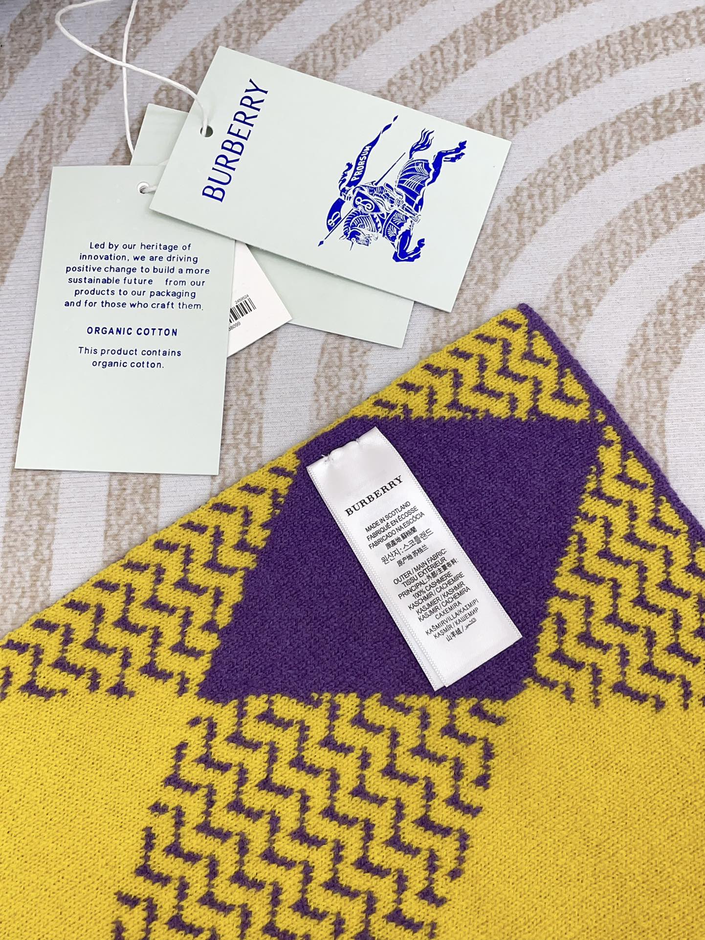 ARGYLE WOOL SCARF 190 CM VIOLET MIX BRIGHT YELLOW 394595 mysite
