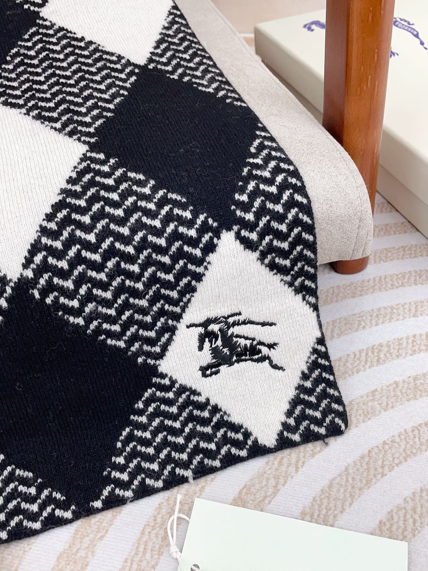 ARGYLE WOOL SCARF 190 CM BLACK MIX WHITE 394596 mysite