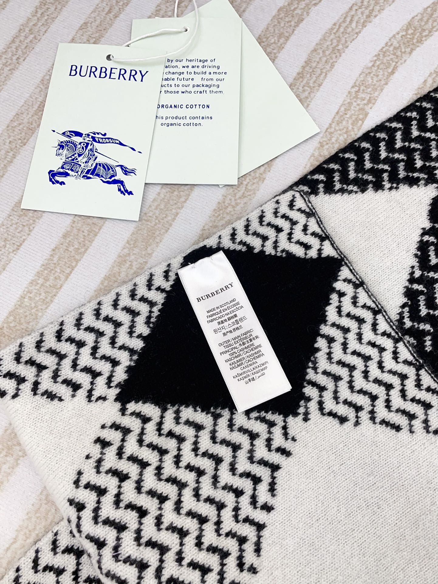 ARGYLE WOOL SCARF 190 CM BLACK MIX WHITE 394596 mysite