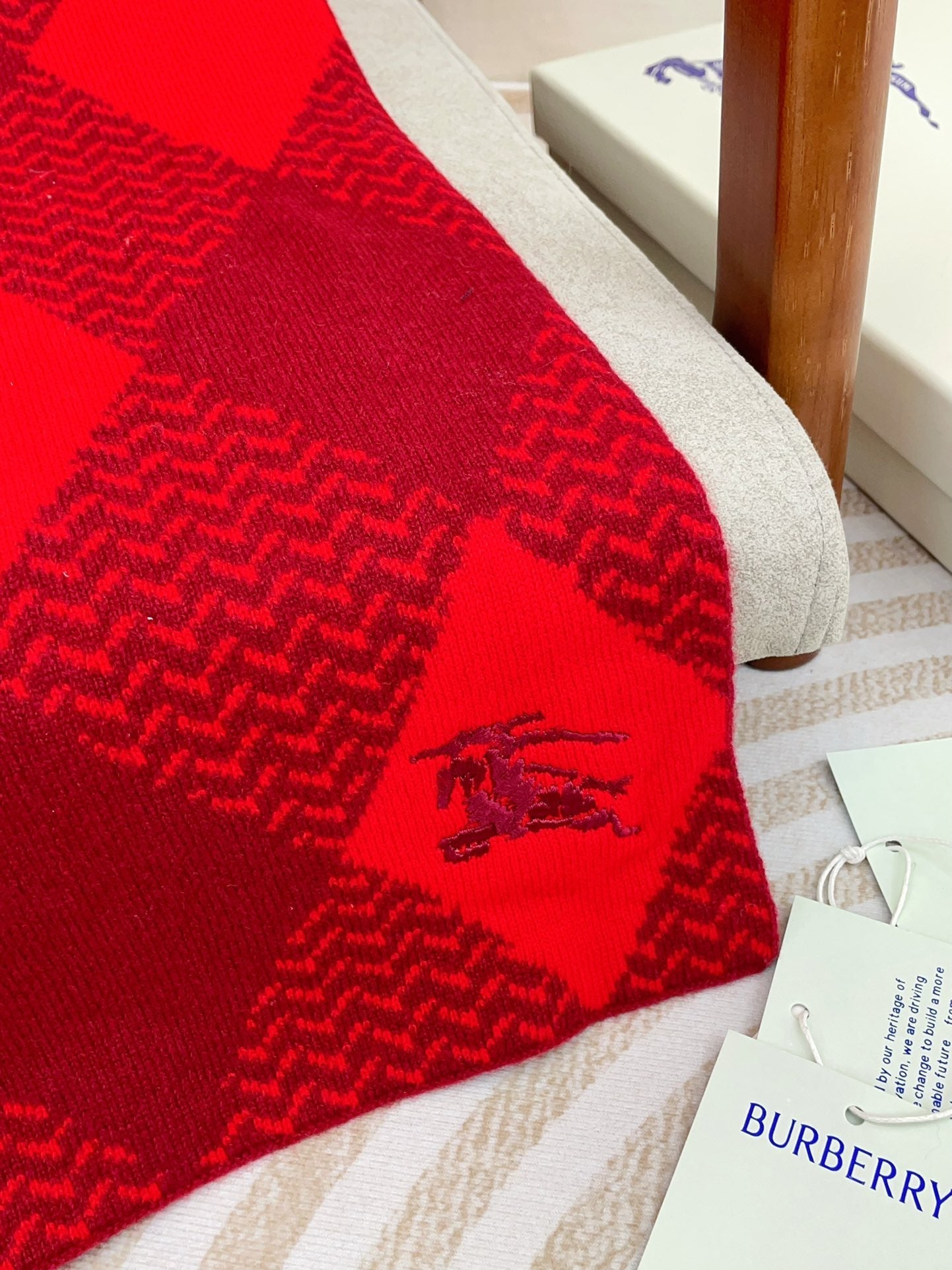 ARGYLE WOOL SCARF 190 CM CHERRY RED 394597 mysite