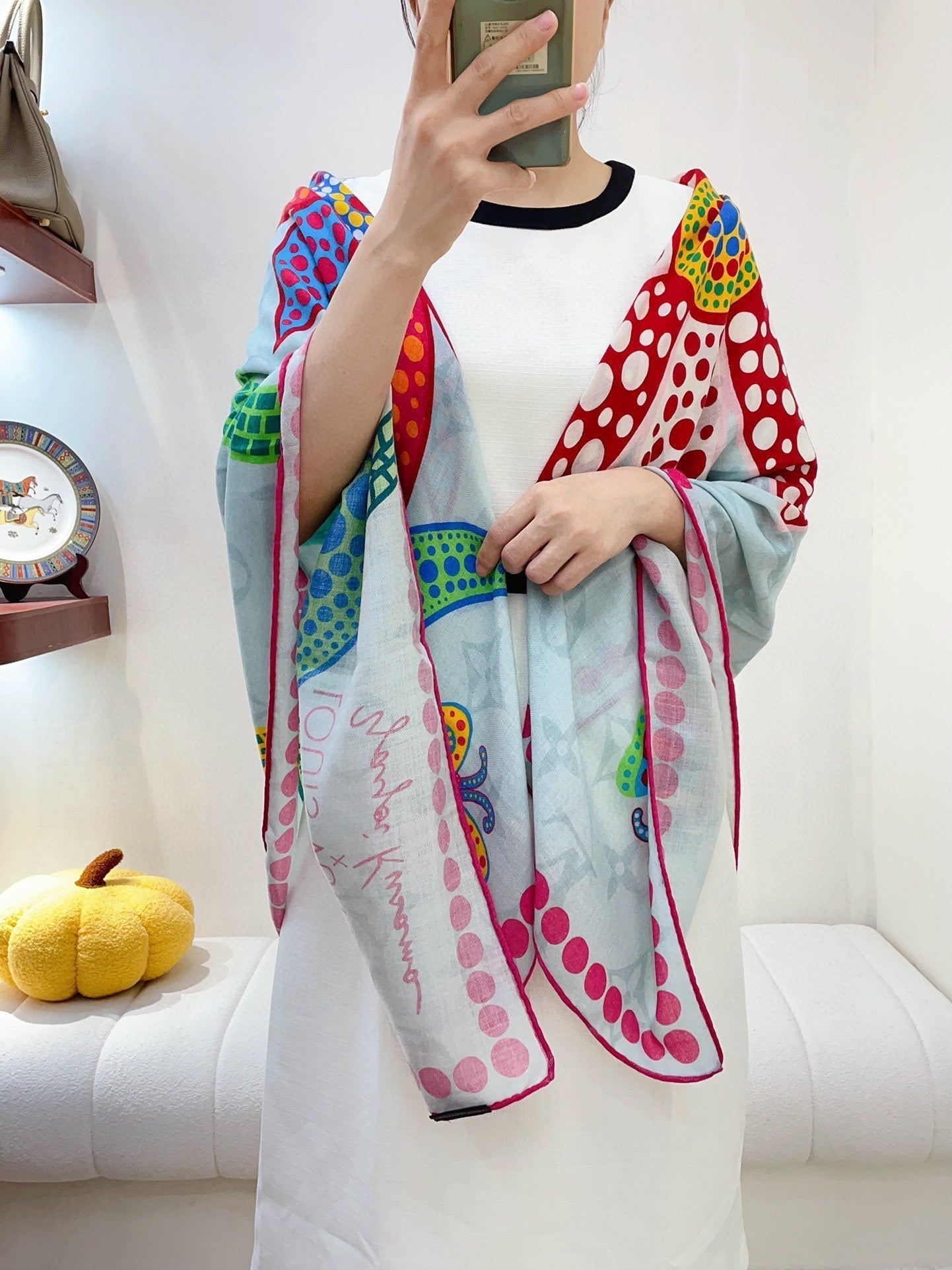 WISHUST SCARF 140 CM IN COLORFUL CASHMERE AND SILK 396237 mysite