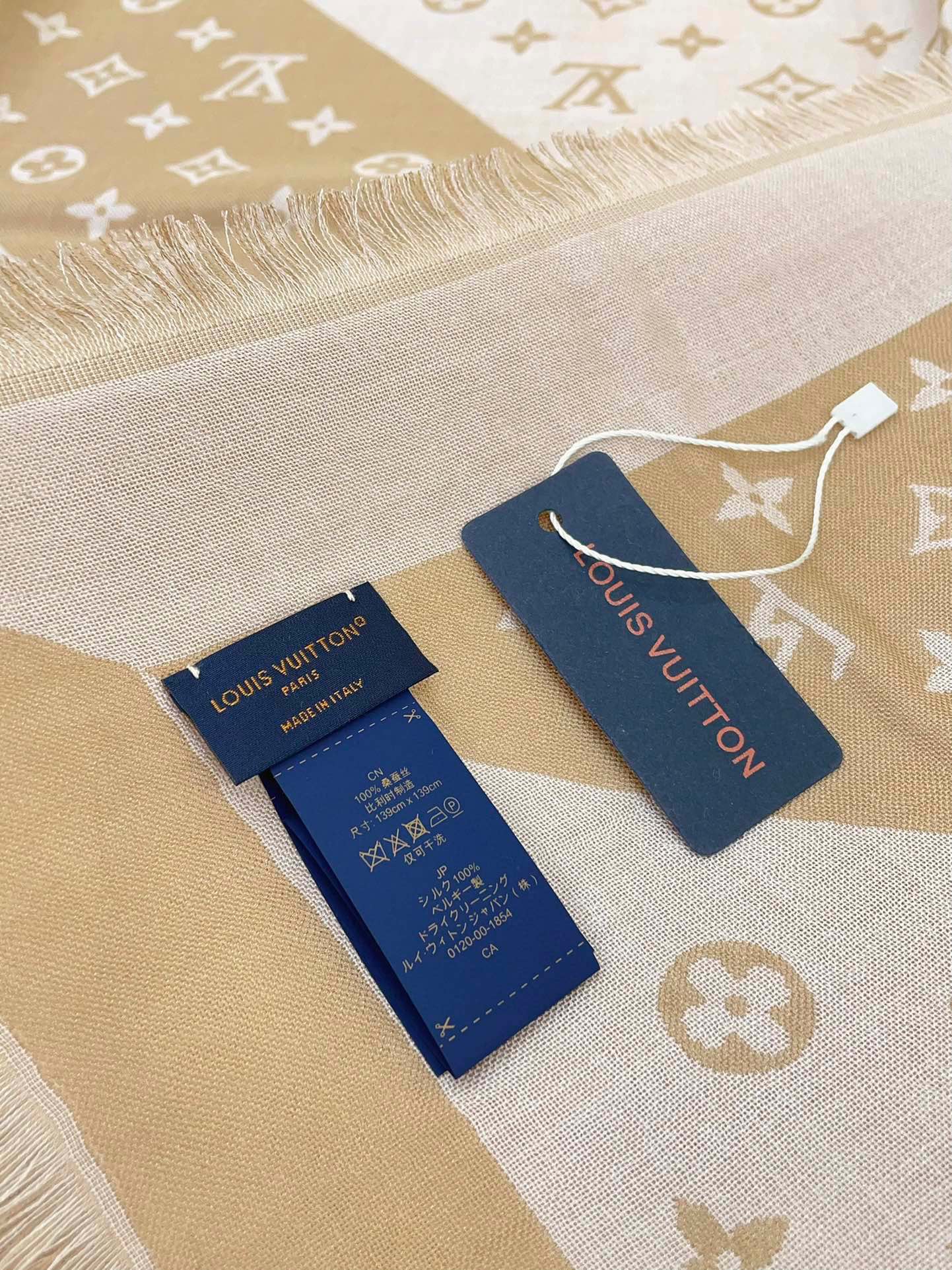 DUOGRAM SCARF 140 CM IN PINK BEIGE SILK 396238 mysite