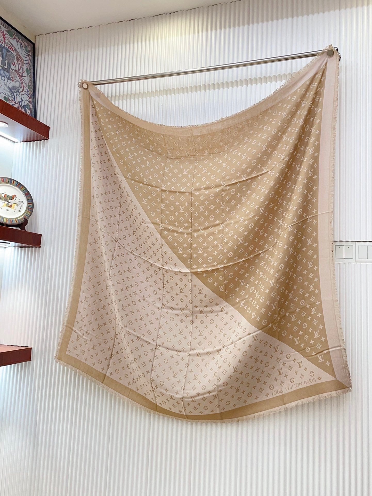 DUOGRAM SCARF 140 CM IN PINK BEIGE SILK 396238 mysite