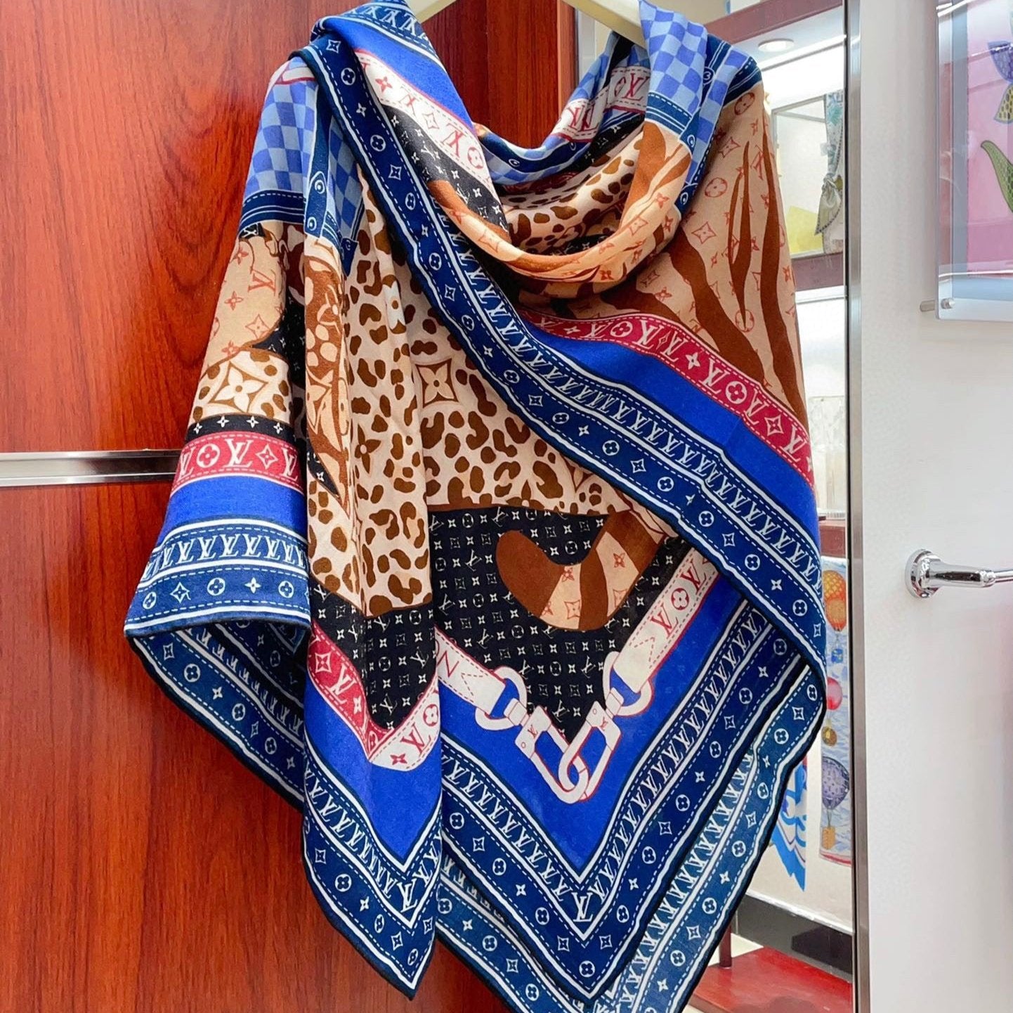 FELINE DUO 140 CM SQUARE SILK SCARF COLORFUL 398282 mysite