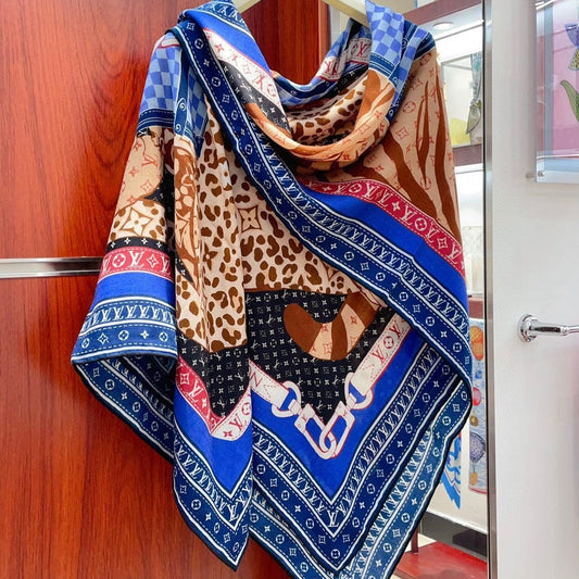 FELINE DUO 140 CM SQUARE SILK SCARF COLORFUL 398282 mysite