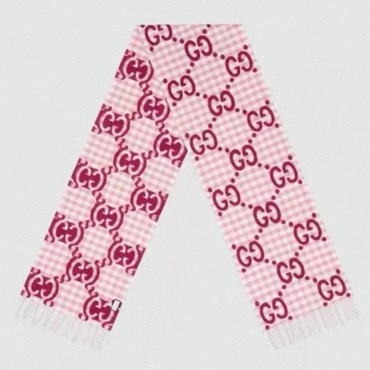 SCARF 220 CM IN BRIGHT PINK MIX WHITE WOOL 401164 mysite