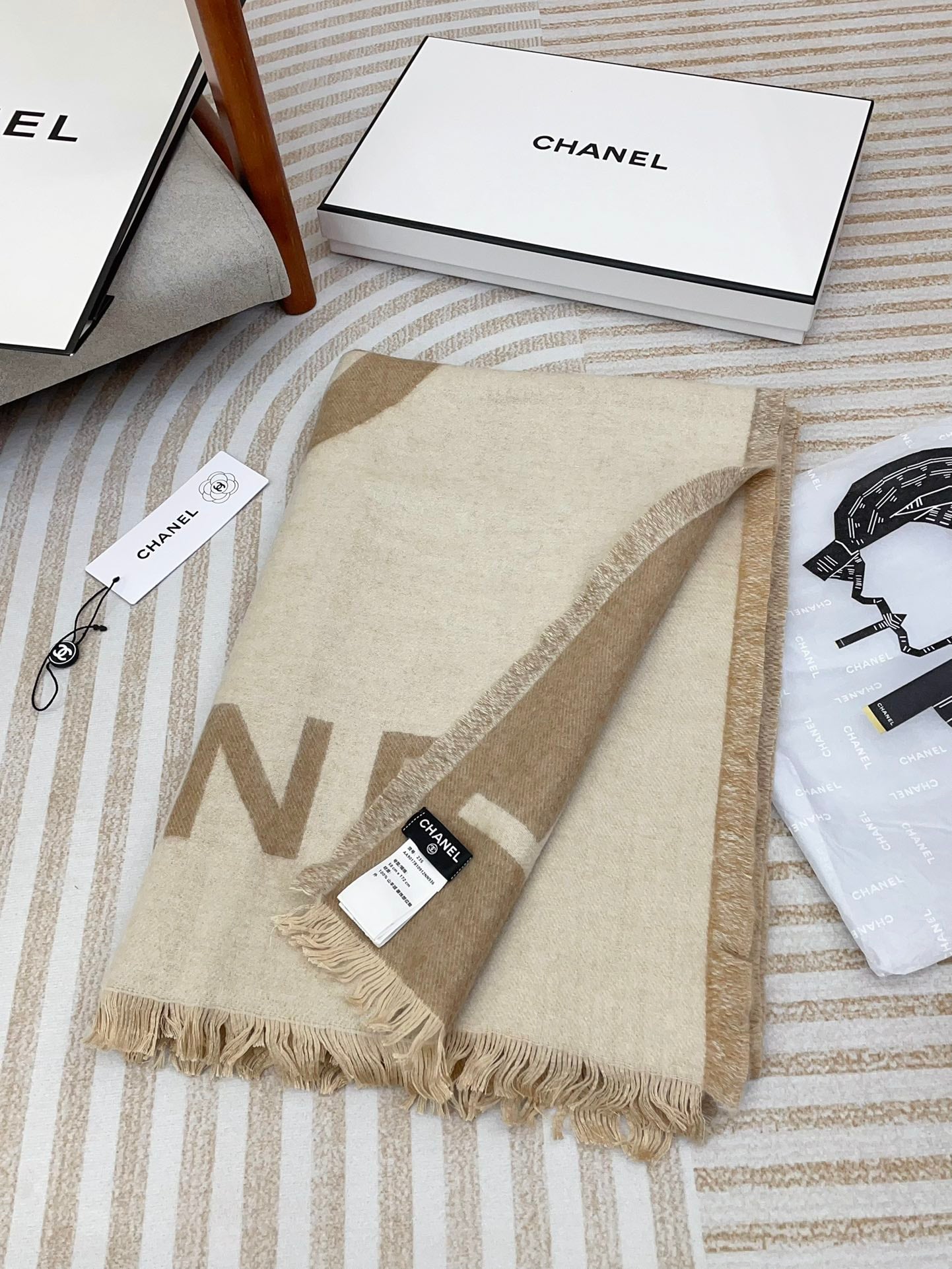 CASHMERE GRADIENT SCARF 200 CM CAMEL BEIGE 402091 mysite