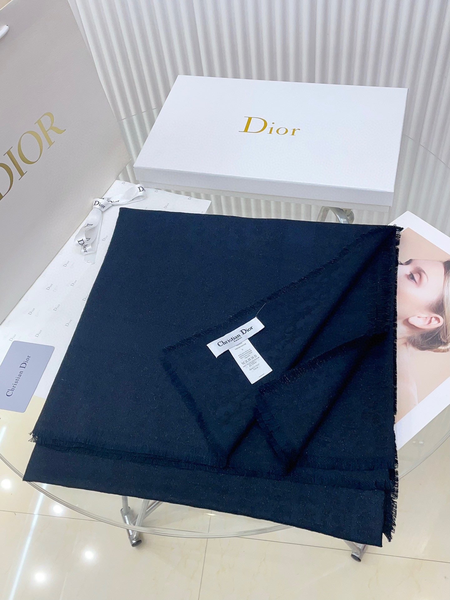 SQUARE SCARF 140 CM IN NAVY BLUE WOOL AND SILK  408662 mysite