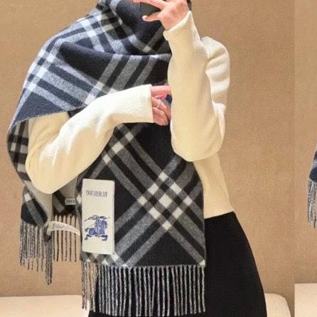 CHECK CASHMERE SCARF 168 CM BLACK MIX WHITE 410210 mysite