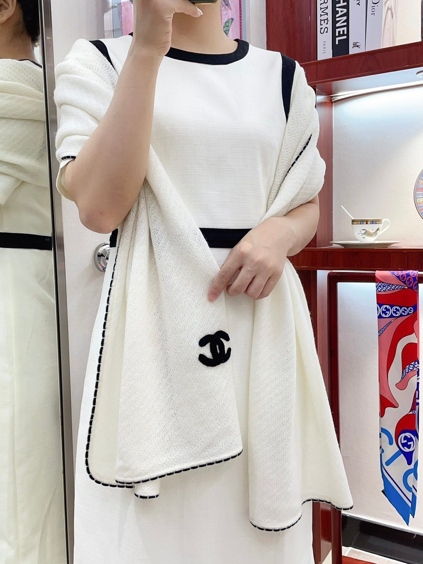 CC Scarf 190 CM In White Cashmere 419815 mysite