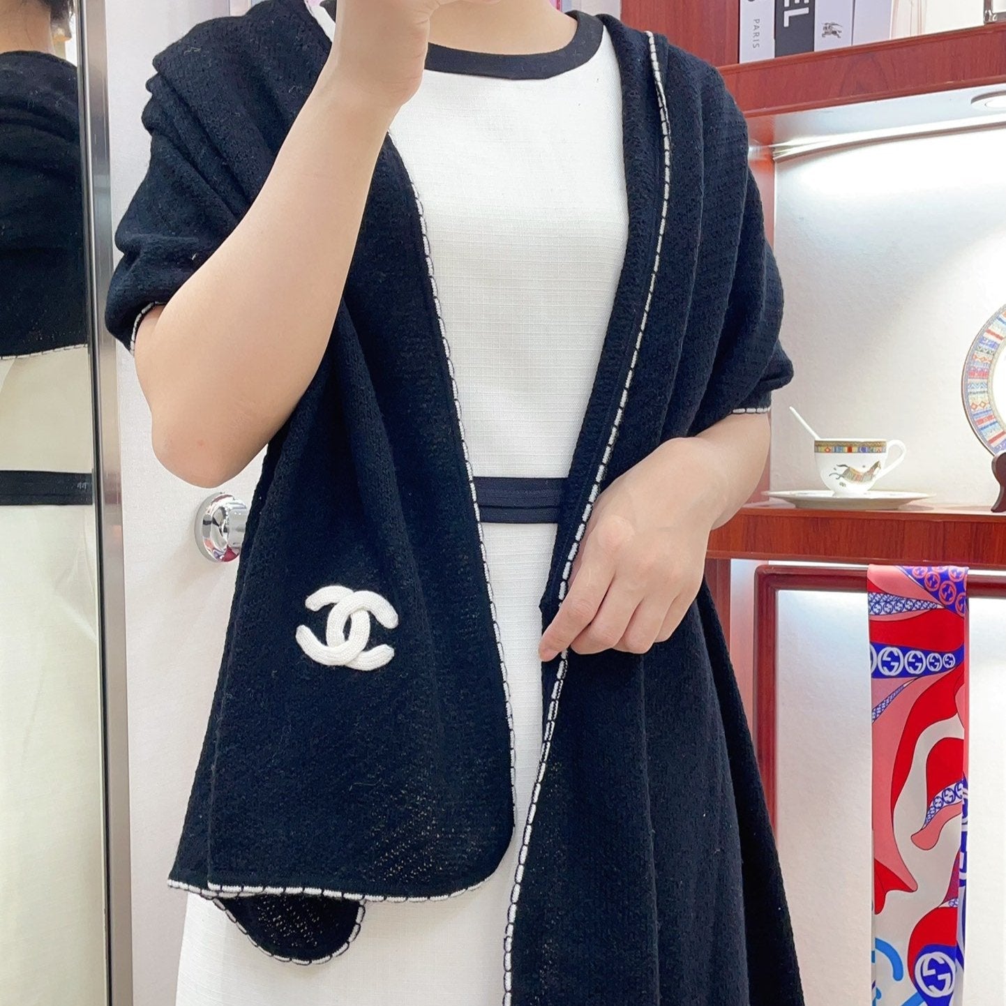 CC Scarf 190 CM In Black Cashmere 419816 mysite