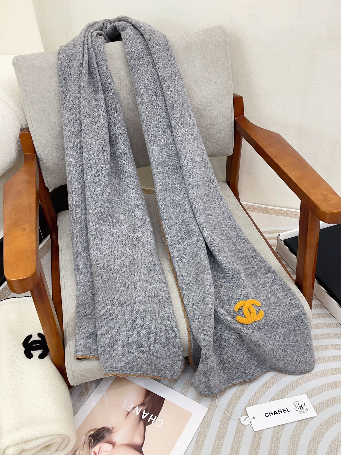 CC Scarf 190 CM In Grey Cashmere 419817 mysite