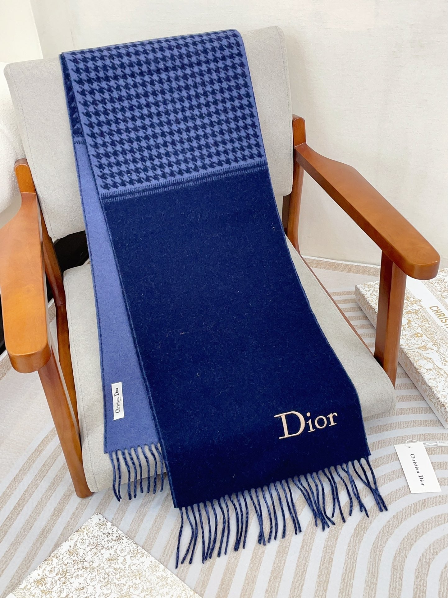 SCARF 180 CM IN NAVY BLUE CASHMERE 419819 mysite