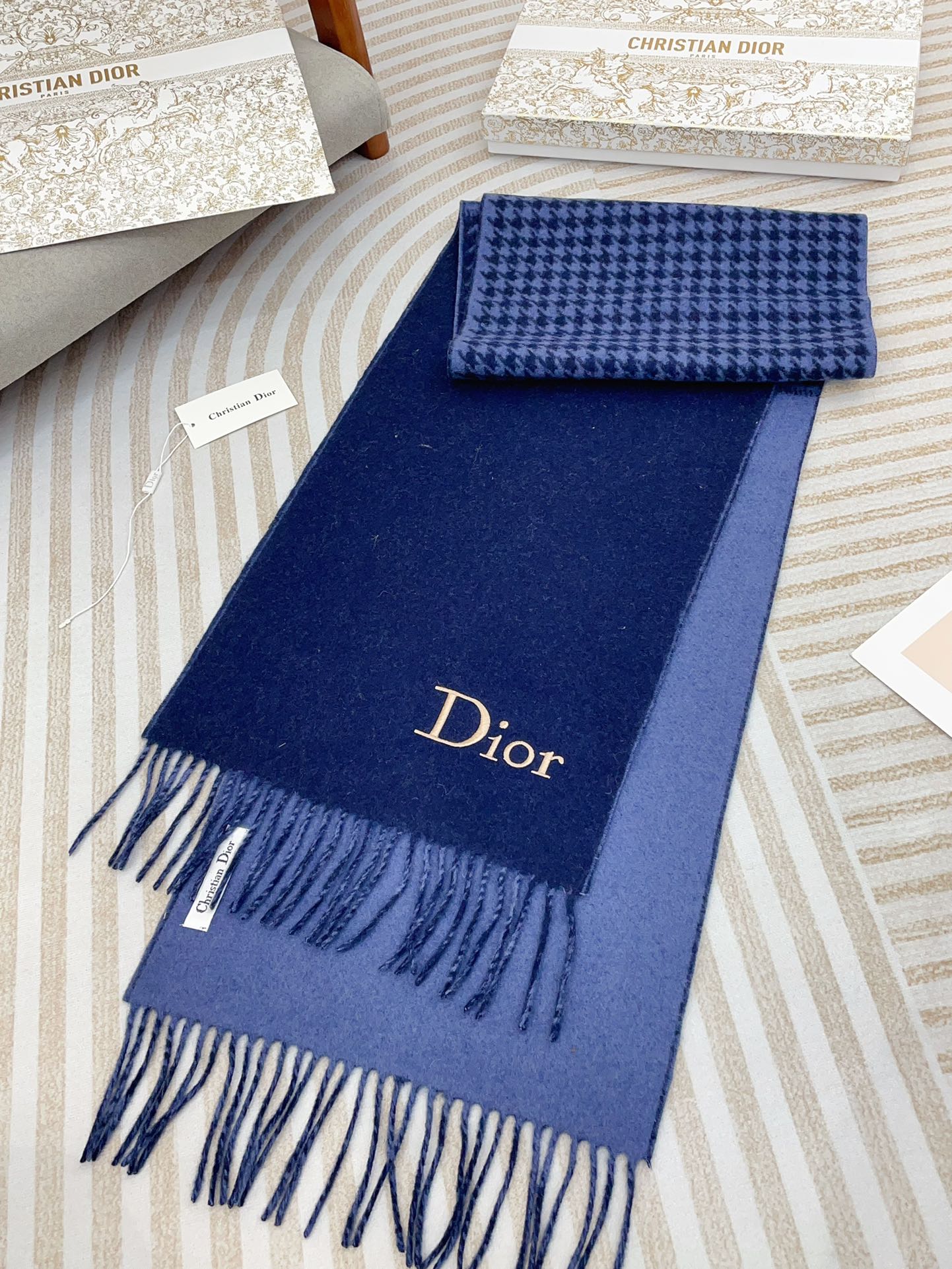 SCARF 180 CM IN NAVY BLUE CASHMERE 419819 mysite