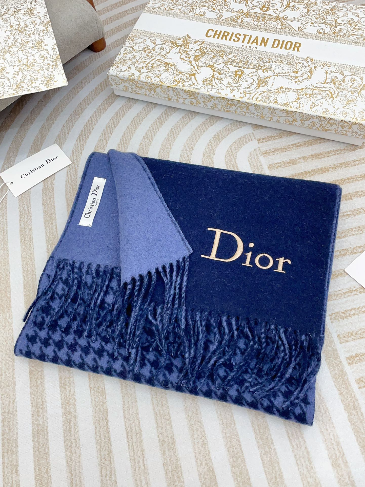 SCARF 180 CM IN NAVY BLUE CASHMERE 419819 mysite