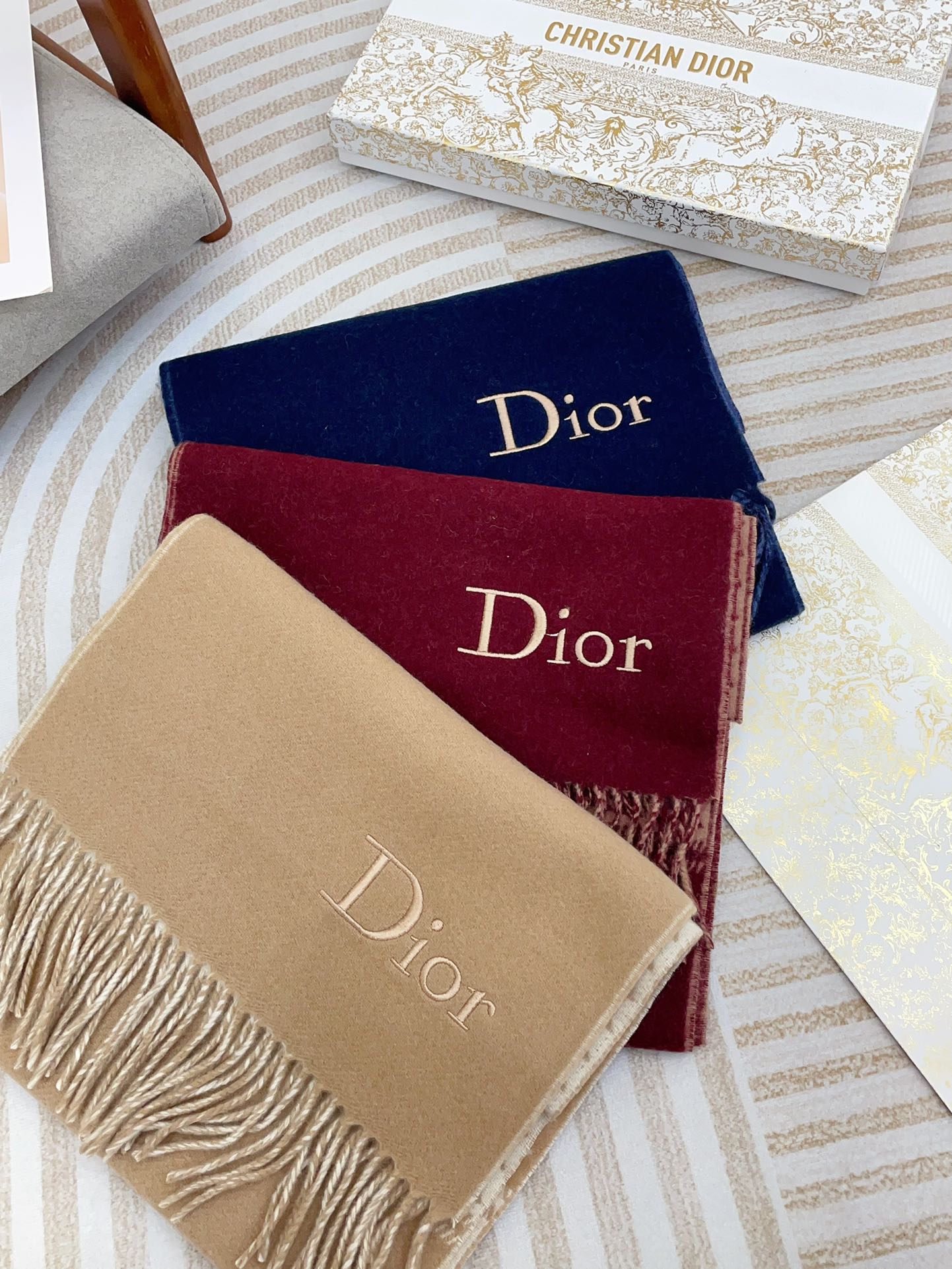 SCARF 180 CM IN NAVY BLUE CASHMERE 419819 mysite