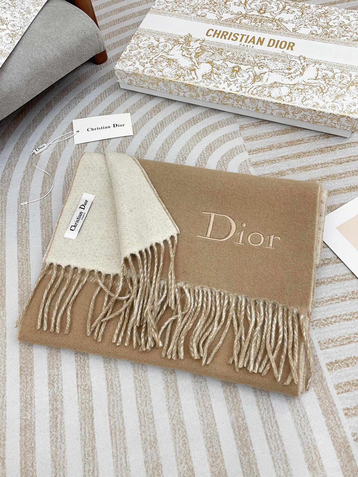 SCARF 180 CM IN CAMEL BEIGE CASHMERE 419820 mysite