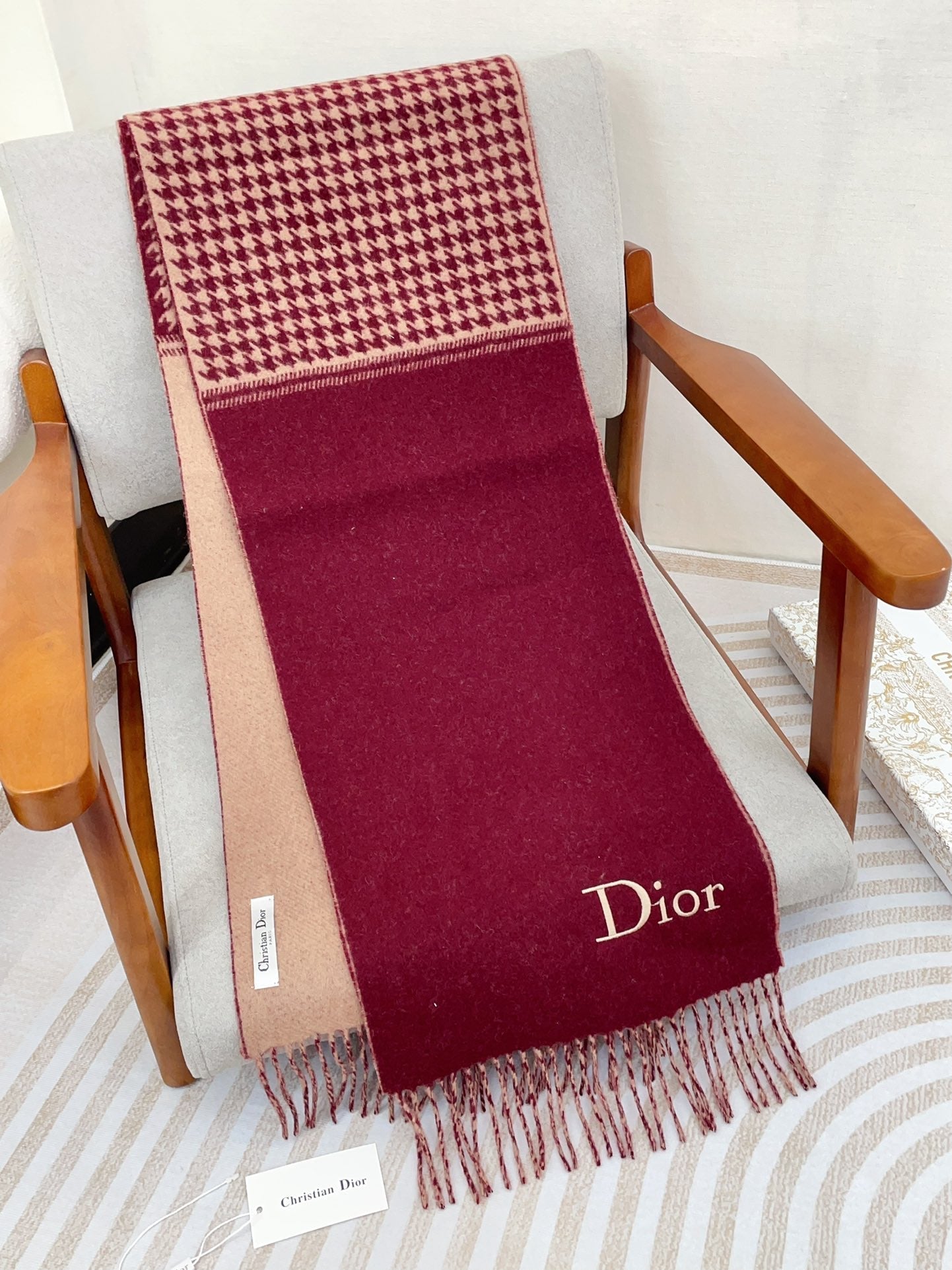 SCARF 180 CM IN BURGUNDY RED CASHMERE 419821 mysite