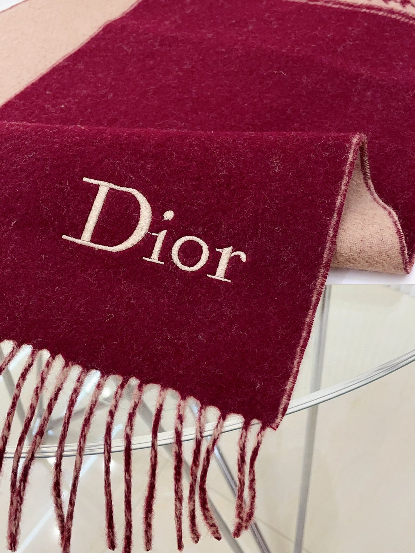 SCARF 180 CM IN BURGUNDY RED CASHMERE 419821 mysite