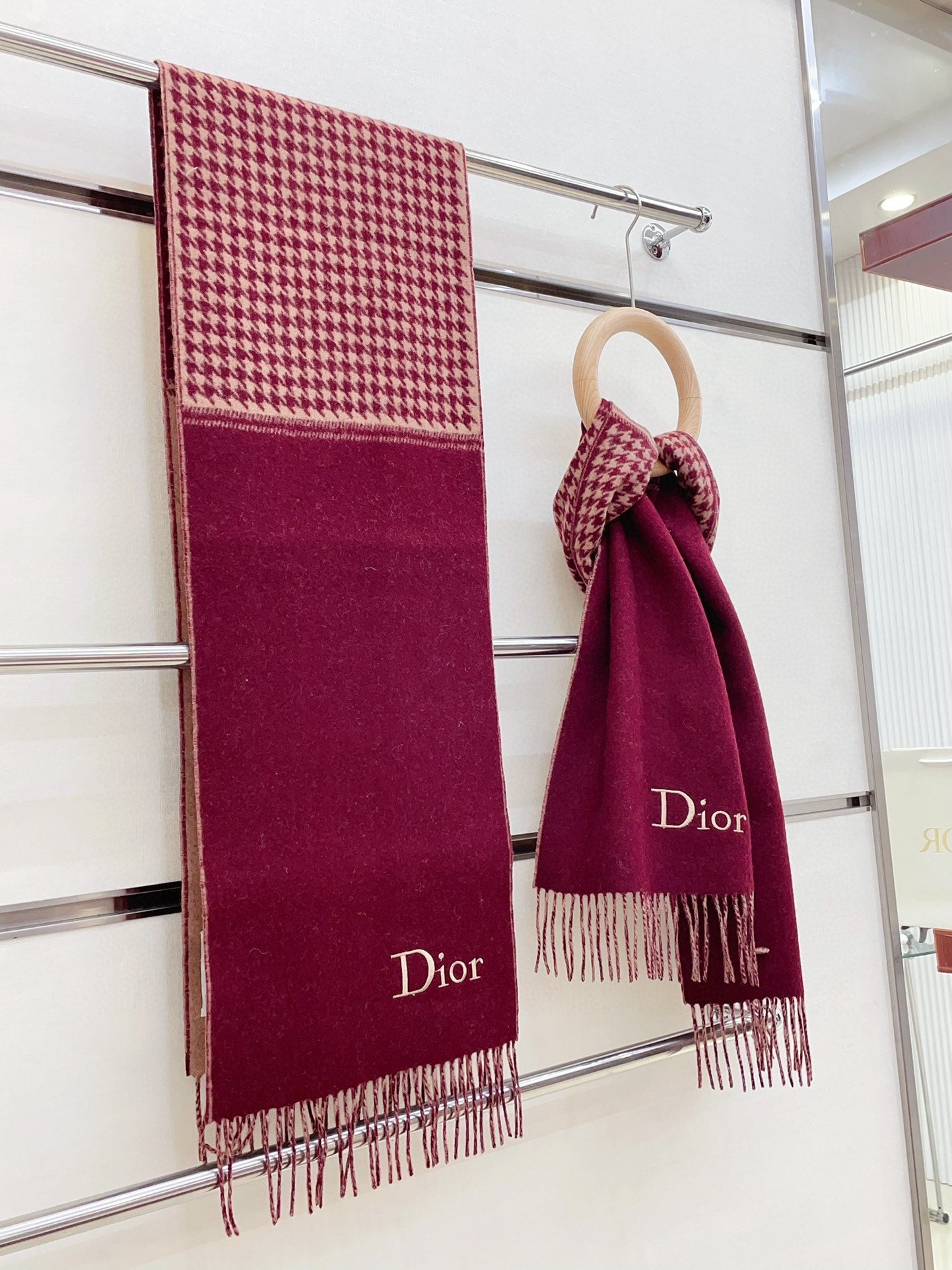 SCARF 180 CM IN BURGUNDY RED CASHMERE 419821 mysite