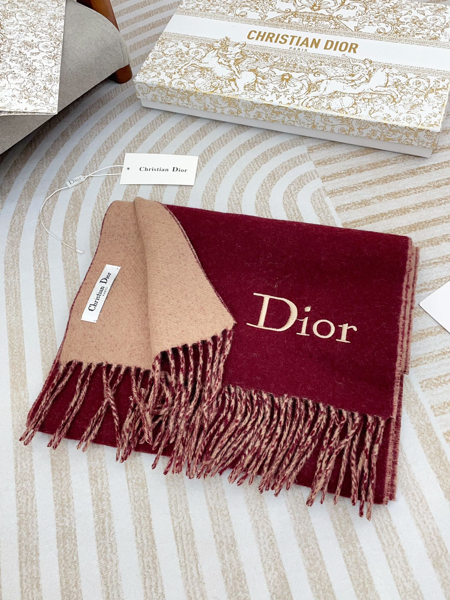 SCARF 180 CM IN BURGUNDY RED CASHMERE 419821 mysite