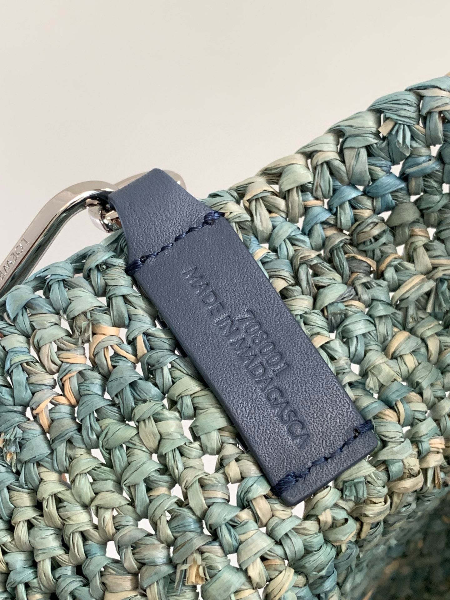 LOE 30 SLIT BAG IN DENIM BLUE RAFFIA AND CALFSKIN mysite