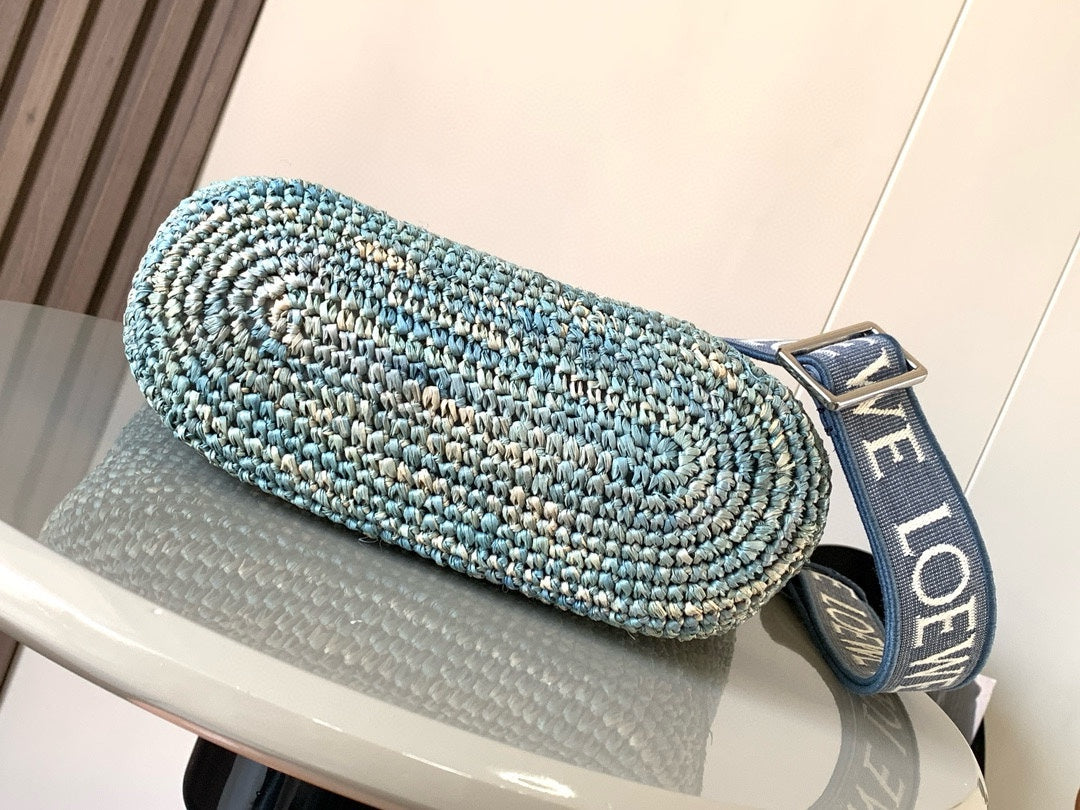 LOE 30 SLIT BAG IN DENIM BLUE RAFFIA AND CALFSKIN mysite