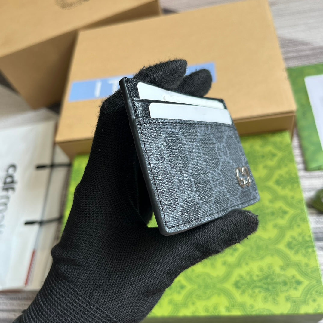 GG CARD CASE 11 WITH GG DETAIL BLACK CALFSKIN mysite