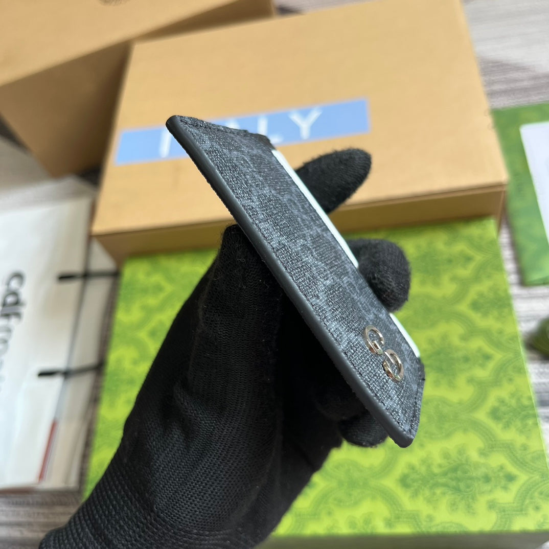 GG CARD CASE 11 WITH GG DETAIL BLACK CALFSKIN mysite