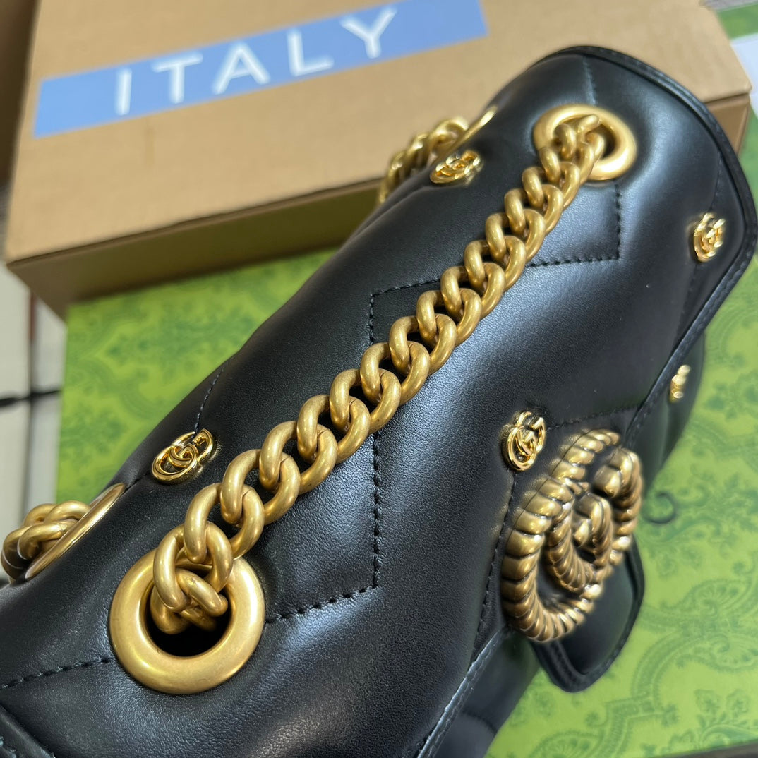 GG MARMONT SMALL 22 BAG IN BLACK LAMBSKIN mysite