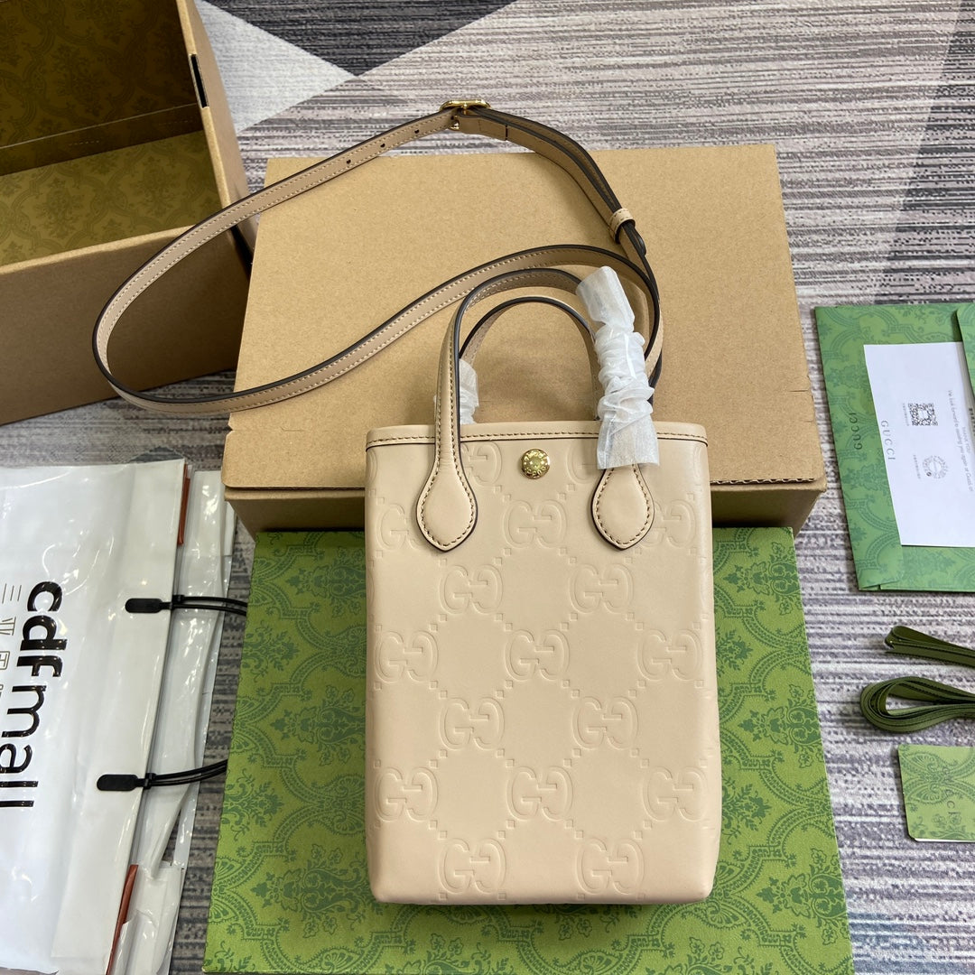 GG 20 SUPER MINI BAG WITH STRAP IN BEIGE CALFSKIN mysite