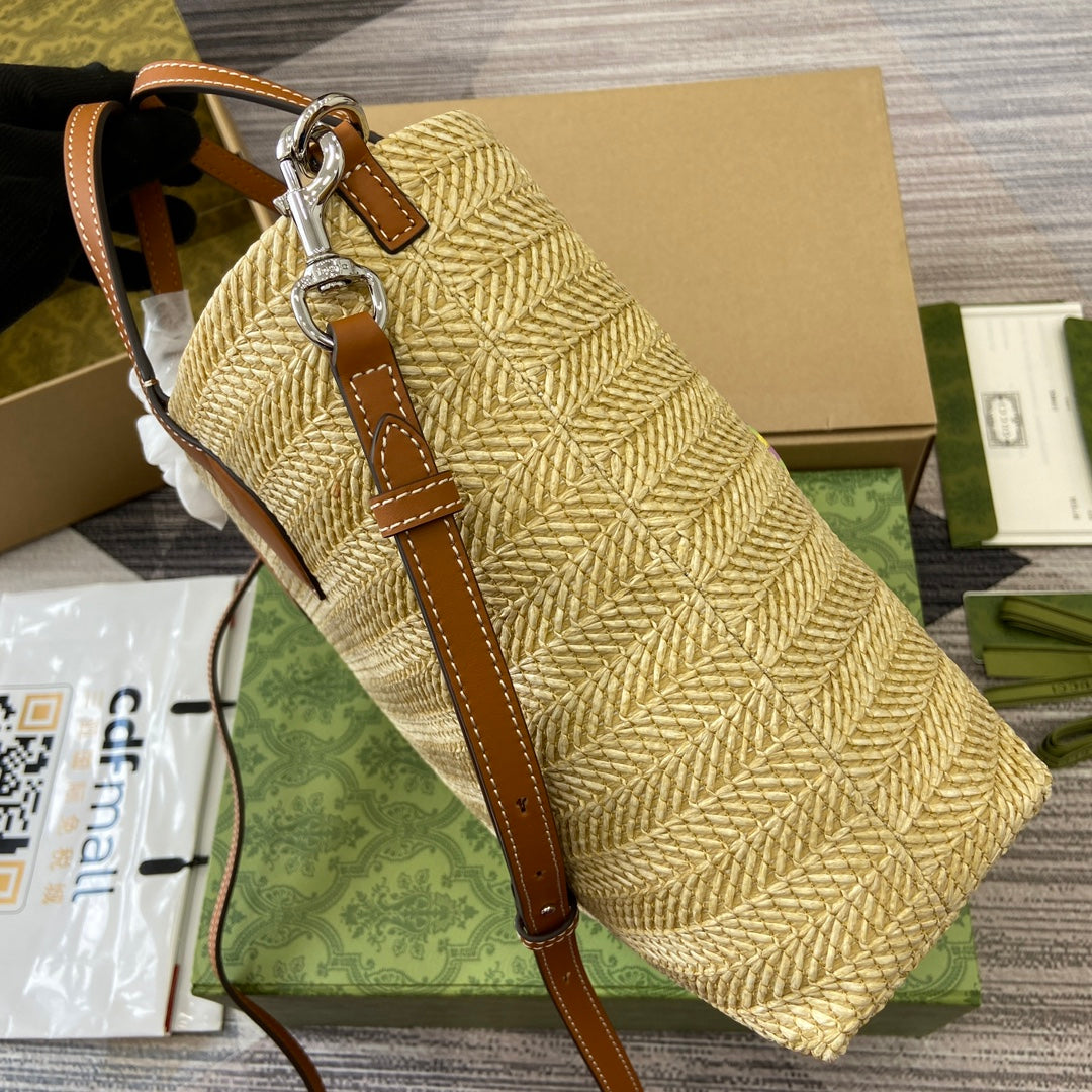 SMALL 35 STRAW-EFFECT TOTE BROWN MIX BEIGE mysite